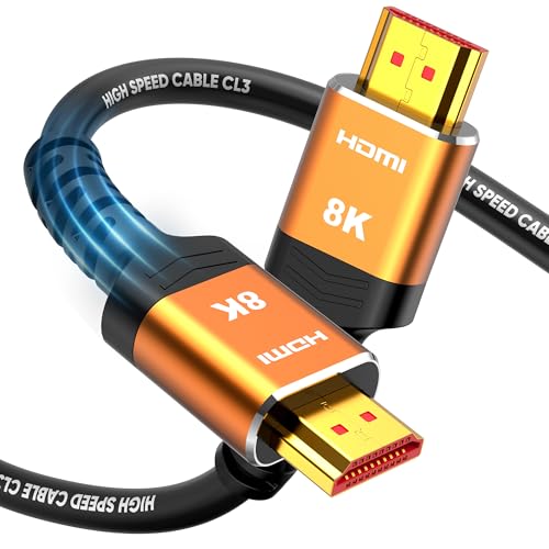 Highwings HDMI Cables 20FT Long, 8K Ultra High Speed HDMI 2.1 Cable [in-Wall CL3 Rated, 48Gbps] 8K@60 4K@120Hz/144Hz, HDMI Cord eARC HDCP 2.2 & 2.3, Compatible for XbX/S/HDTV/GPUs 30 & 40 Series - color: Gold, size: 20 feet