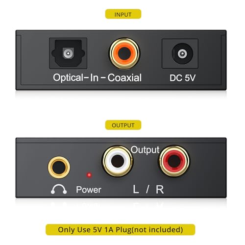 PROZOR 192KHz Digital to Analog Audio Converter, DAC Optical to Analog L/R RCA 3.5mm Converter, Digital SPDIF Toslink Optical to 3.5mm Jack Adapter for PS3 HD DVD PS4 Amp Apple TV Home Cinema - size: Lightweight Shell, style: 2.0CH PCM