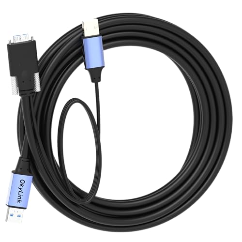 OkyLink Active USB 3.0 A to Micro-B Cable, 5Gbps, 15ft, Double Screw Lock | 5M, 3.2 Gen 1, Male to Male, for External Hard Drive HDD SSD - color: Screw USB3.0, size: 15ft (5m)