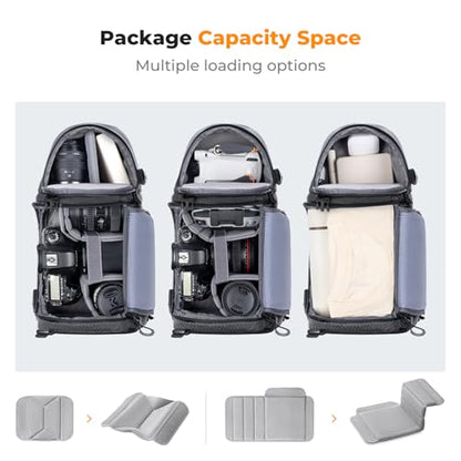 K&F CONCEPT Camera Sling Bag Crossbody Bag Camera Shoulder Backpack DSLR/SLR/Mirrorless Photography Bags Compatible with Canon/Nikon/Sony/Fuji/Gopro/DJI - color: Grey, size: Medium