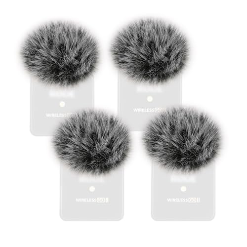 4PCS Windscreen/Pop Filter for Rode Wireless Go II (2nd Gen) Microphones - Furry Mic Cover for Wind & Ambient Noise Reduction (Rode Wireless Go II, Black-White) - color: 4PCs-Gray, size: Rode Wireless Go II