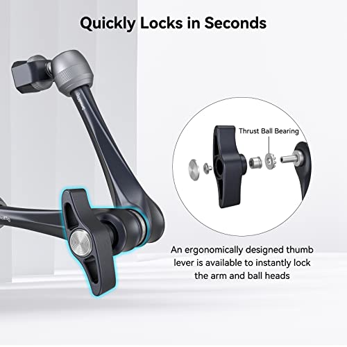 SMALLRIG Rosette Magic Arm 11 Inch with Ball Head, 1/4"-20 Screws, and Anti-Twist Pins, for Cameras/iPads/Monitors/LED Lights/Smartphones/Action Cameras, Max Load Capacity 3kg - size: 11" (Regular)