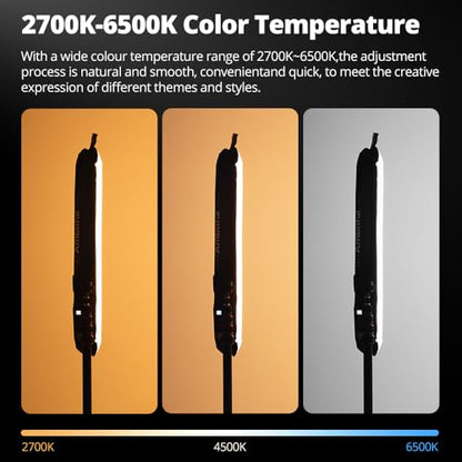 AMBITFUL GC12 12W Handheld LED Light, 2700K-6500K Bi-Color, CRI 95+, Inflatable 60cm Stick Light, Built-in 18.5Wh Battery 75min Run Time, N52 Magnets, TPU Waterproof for Outdoor Photography