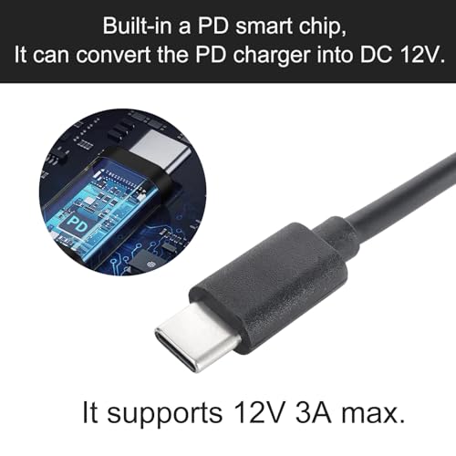 USB C to DC 5.5mm x 2.1mm Power Cable Cord, USB C Input to DC 12V Out Charging Cable, Work with PD Charger and PD Power Bank, Output DC 12V 3A MAX 36W - size: USB to DC 12V