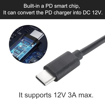 USB C to DC 5.5mm x 2.1mm Power Cable Cord, USB C Input to DC 12V Out Charging Cable, Work with PD Charger and PD Power Bank, Output DC 12V 3A MAX 36W - size: USB to DC 12V