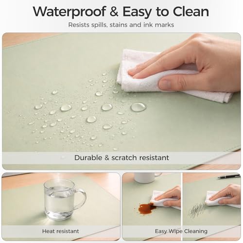 Silicone Desk Mat for Minimal, Creative, Vanity Desk – Reduces Glare, Comfortable Viewing – Writable, Non-Slip, Waterproof, Roll-Up – Food-Grade Platinum-Cured Silicone, Gift Tube（Sage Green） - color: Sage Green