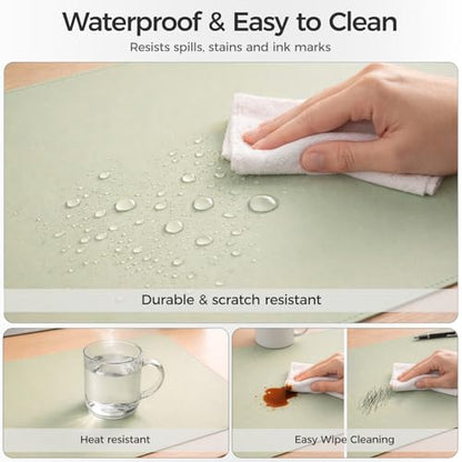 Silicone Desk Mat for Minimal, Creative, Vanity Desk – Reduces Glare, Comfortable Viewing – Writable, Non-Slip, Waterproof, Roll-Up – Food-Grade Platinum-Cured Silicone, Gift Tube（Sage Green） - color: Sage Green