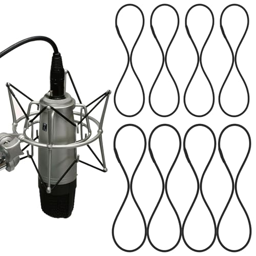 8PCS Microphone Shock Mount Rubber Ring, Black Universal Elastic Bands Replacement for Microphone Shock Mount Holder Clamp Clip (Black)
