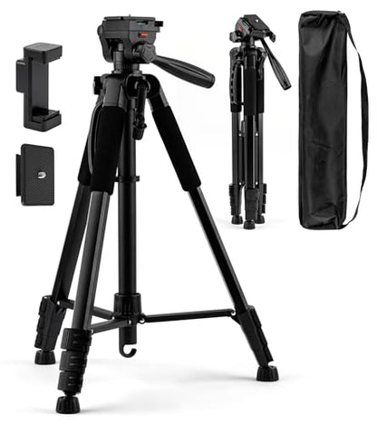 72'' Camera Tripod, Aluminum Lightweight Portable Tripods Stand with Carry Bag, Professional Travel Complete Tripod for DSLR Cellphone Live Streaming Vlog - size: 72in(Alu)