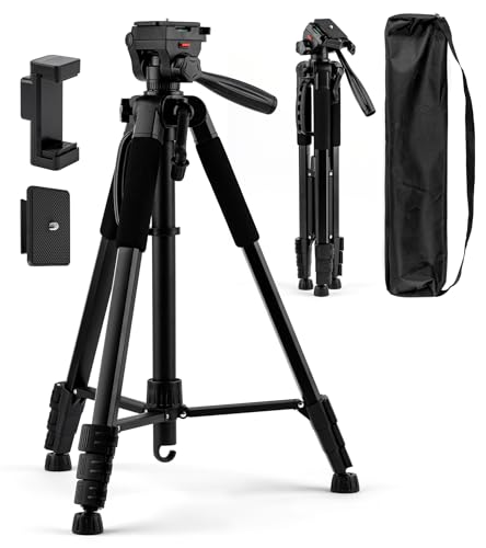 72'' Camera Tripod, Aluminum Lightweight Portable Tripods Stand with Carry Bag, Professional Travel Complete Tripod for DSLR Cellphone Live Streaming Vlog - size: 72in(Alu)