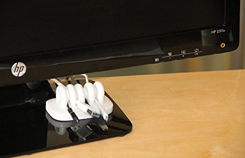 Desktop Cable Organizer, Weighted, No Bad Smell, Bundled with 2 Reusable Cable Ties (White) - color: White