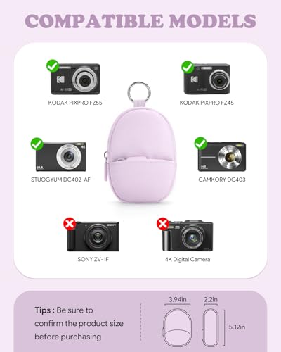 Soft Camera Case Compatible With Kodak Pixpro FZ45 FZ55 & Camkory FHD 1080p, Lightweight Digital Camera Carrying Case With Extra SD Cards Storage, Protective Travel Bag - Perfect Gifts, Violet - color: Violet
