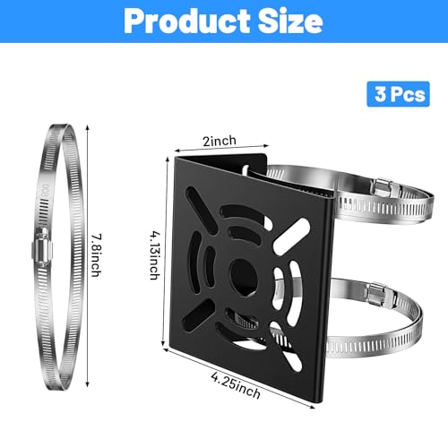 3 Pcs Universal Vertical Pole Mount, Camera Wall Mounting Bracket Set with 6 Loops & Screws, Solid Metal Pole Mount Bracket for CCTV Security Camera, Solar Panel, LED Light Indoor Outdoor