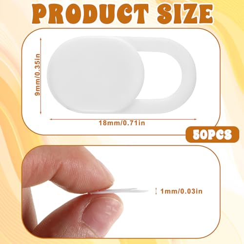 50 Pcs White Webcam Cover Slide, 0.023 Inch Ultra-Thin Universal Camera Privacy Cover White Camera Covers Slide for Phone Laptop Computer