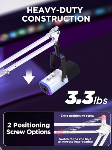 InnoGear Boom Arm Microphone Mic Stand for Blue Yeti HyperX QuadCast SoloCast Snowball Fifine Shure SM7B and Other Mic, White - color: White, style: Standard Mic Arm