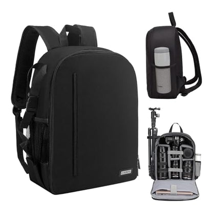 CADeN Camera Backpack Bag Professional for DSLR/SLR Mirrorless Camera Waterproof, Camera Case Compatible for Sony Canon Nikon - color: Black, style: 2.0 Small