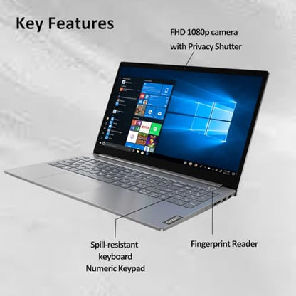 Lenovo ThinkBook 15 Business Laptop (15.6" FHD Anti-Glare, 16GB RAM, 512GB SSD, AMD Ryzen 7 5825U (> Intel i7-1255U)) Fingerprint, 1080p Webcam, Military Grade, Ethernet, Wi-Fi, Win 11 Pro w/Copilot - size: 16GB|512GB SSD, style: Ryzen 7
