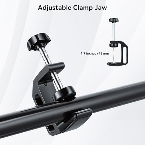 UTEBIT 0.36"-2" Aluminum C-Clamp for Desktop Mount Holder, Black | 2 Pack Universal Desk Clamp with 1/4" and 3/8" Thread, Adjustable Versatile Clamp for Desktop Mount Tables Desk - size: 0.36-2.0 inch