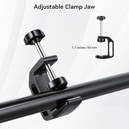 UTEBIT 0.36"-2" Aluminum C-Clamp for Desktop Mount Holder, Black | 2 Pack Universal Desk Clamp with 1/4" and 3/8" Thread, Adjustable Versatile Clamp for Desktop Mount Tables Desk - size: 0.36-2.0 inch
