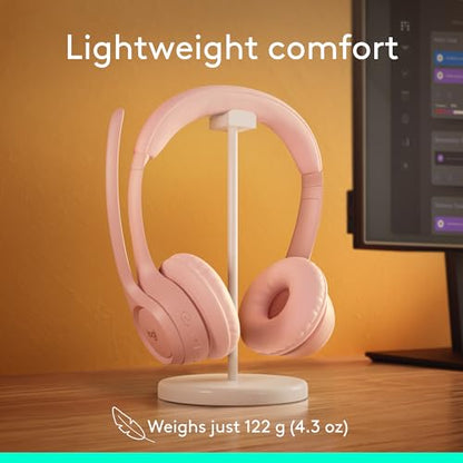 Logitech Zone 300 Wireless Bluetooth Headset with Noise-Canceling Microphone, Compatible with Windows, Mac, Chrome, Linux, iOS, iPadOS, Android – Rose - color: Rose