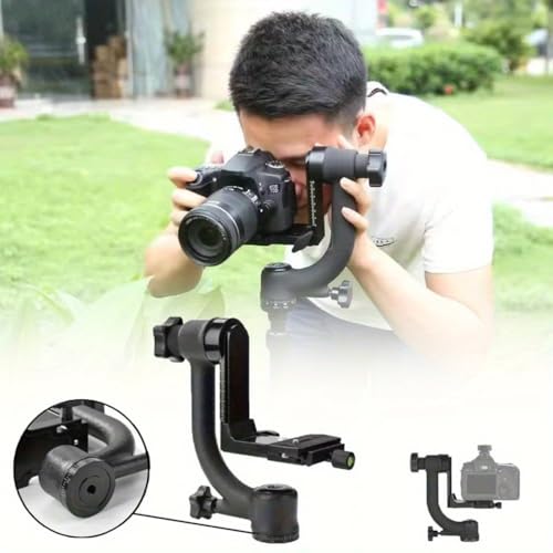 Aluminum Alloy Gimbal Tripod Head with 1/4" Quick Release Plate - 360° Rotating Ball Head, Smooth Pan & Tilt for DSLR, Live Streaming, Bird Watching, Outdoor Shooting Stabilizer, Camera Stabilizer