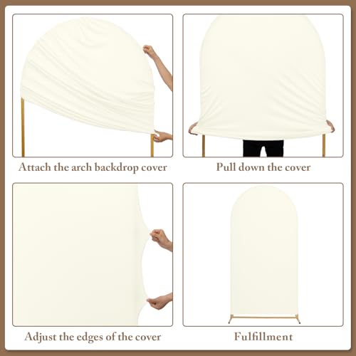 Toolterritary Metal Arch Backdrop Stand and Cover Set, 8FT, 7.2FT Party Backdrop, Easy to Assemble, Backdrop Stand for Parties, Birthday, Baby Shower - color: Beige, size: 8ft,7.2ft