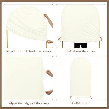 Toolterritary Metal Arch Backdrop Stand and Cover Set, 8FT, 6.6FT Party Backdrop, Easy to Assemble, Backdrop Stand for Parties, Birthday, Baby Shower - color: Beige, size: 8ft, 6.6ft