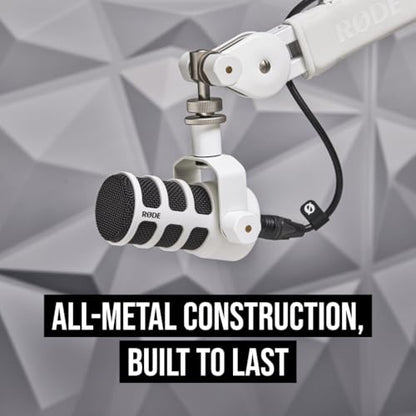 RØDE PodMic USB Dynamic Broadcast Microphone with XLR and USB Connectivity for Podcasting, Streaming and Content Creation (White) - color: PodMic USB White