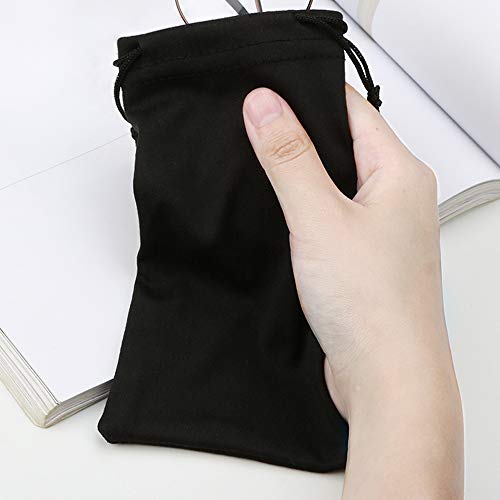6pcs Eyeglasses Sunglasses Microfiber Pouch Bag, Cell Phone Storage Pouch 7.1" x 3.5" - color: Black