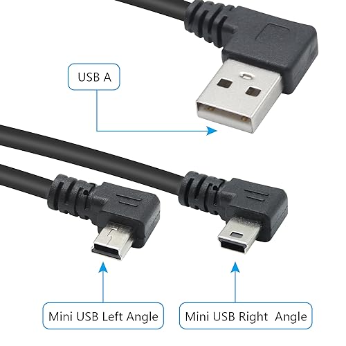 Short Mini USB Charging Cable 9inch, Left & Right Angle Mini USB Male to USB 2.0 Type A Male Data Sync and Charge Cable, for Dash Cam, DigitalCamera, Hard Drive, MP3 Player, Phone (2Pcs) - style: 1Pair Mini USB - Left & Right Angle