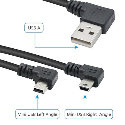 Short Mini USB Charging Cable 9inch, Left & Right Angle Mini USB Male to USB 2.0 Type A Male Data Sync and Charge Cable, for Dash Cam, DigitalCamera, Hard Drive, MP3 Player, Phone (2Pcs) - style: 1Pair Mini USB - Left & Right Angle
