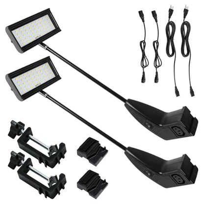 Trade Show Lights LED Display and Exhibit Arm Lighting, Connectable Tradeshow Lights Included Clamps, Mounting Brackets, Power Cables, Connect Cables (2pcs Black) (Black) - color: Black