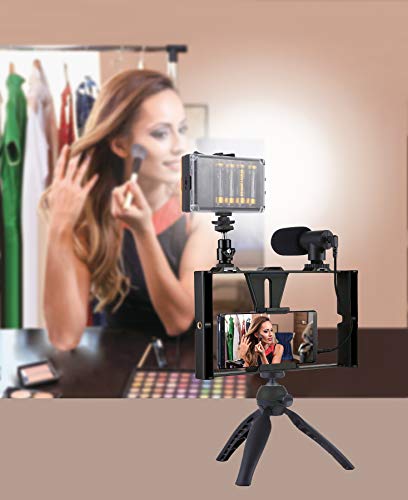 GPX All-in-One Vlogging Kit, for YouTube and TIK Tok, Includes LED Video Light, Tripod, Microphone, Fits Most Smartphones (TPDL900B)
