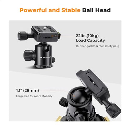 K&F CONCEPT Camera Tripod，72" Aluminum Tripod for Camera, Lightweight and Foldable Travel Tripod with Remote & Extra Quick Release Plate, Professional Camera Tripod Monopod for DSLR Camera and Phone.