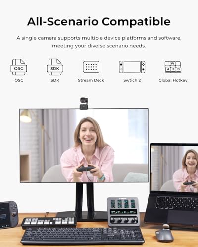 OBSBOT Tiny 3 Lite AI-Powered Spatial Audio 4K Webcam - Compact AI Tracking PTZ Camera with 1/2" Sensor, Tri-Mic, Voice Control, 120FPS, HDR, Camera for PC, Mac, Laptop, Streaming, Meeting, Zoom,Teams