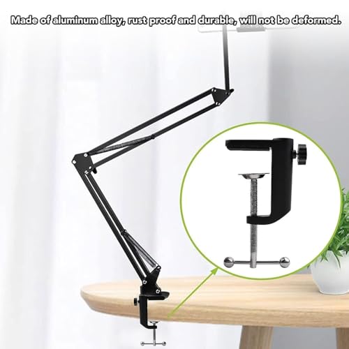 Aluminum Alloy Desk C Clamp 2.4 InchTable Mount Holder for Swing Arm Lamp Microphone 12mm Rod Screw-Tightening Soft Rubber Pad