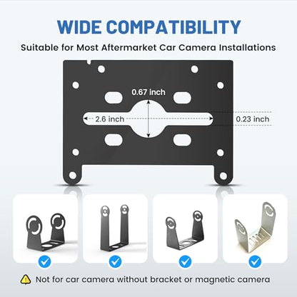EWAY Backup Camera Bracket Adapter for Furrion RV Pre-Wired Mount, Rear View Reversing Cam Mounting Cover Plate Kit w/Power Pigtail Wire for 5th Wheel Travel Trailer Camper Pre-Installed Bracket