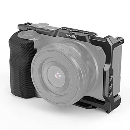 SMALLRIG ZV-E10 Cage with Silicone Handle and Built-in Threaded Holes, Cold Shoe and Quick Release Plate for Sony ZV-E10 - style: Cage with Silicone Handle