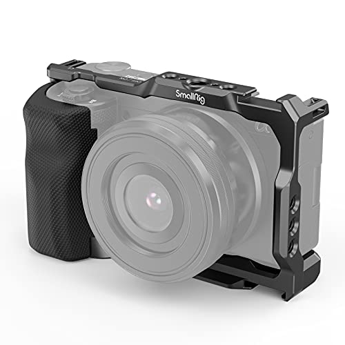 SMALLRIG ZV-E10 Cage with Silicone Handle and Built-in Threaded Holes, Cold Shoe and Quick Release Plate for Sony ZV-E10 - style: Cage with Silicone Handle