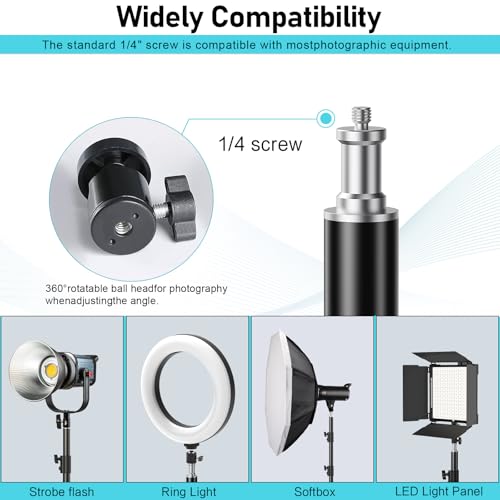 Photography Light Stand, 110"/9.2ft/280cm Portable Reverse Folding Tripod with Travel Bag Aluminum Heavy Duty for Camera,Video,Softboxes,Umbrell,Wedding Outdoor Video Shooting （2 Pack） - color: Black-2 Pack
