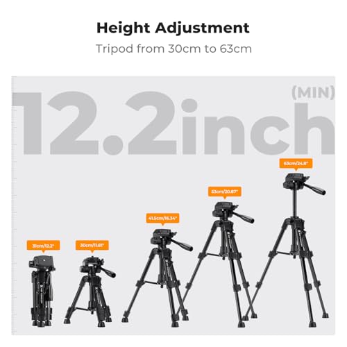 K&F CONCEPT 25" Mini Desk Tripod for Camera Video | Portable Aluminum Tripod for DSLR Cameras Phone, Lightweight Video Tripod for Travel. with Remote Max load 8.8 lbs. Black