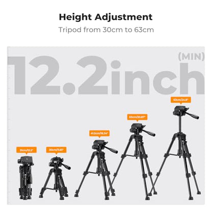 K&F CONCEPT 25" Mini Desk Tripod for Camera Video | Portable Aluminum Tripod for DSLR Cameras Phone, Lightweight Video Tripod for Travel. with Remote Max load 8.8 lbs. Black