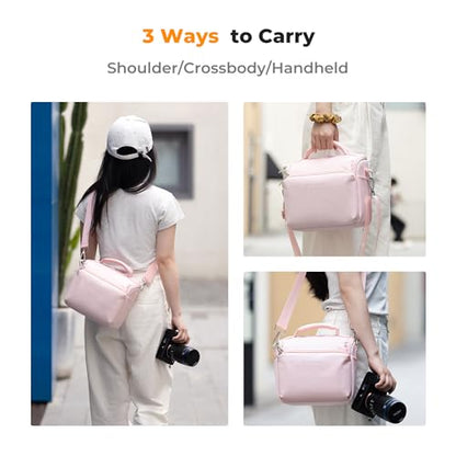 K&F CONCEPT Camera Sling Bag Small Crossbody Camera Case DSLR/SLR/Cute Compact Shoulder Photography Bags for Photographers - color: 02-pink