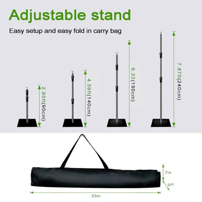 8x5 ft Adjustable Green Screen Backdrop Kit with Stand, Photo Background Support System for Video Streaming, Photography, Studio, Parties, Events - size: 5x8 ft