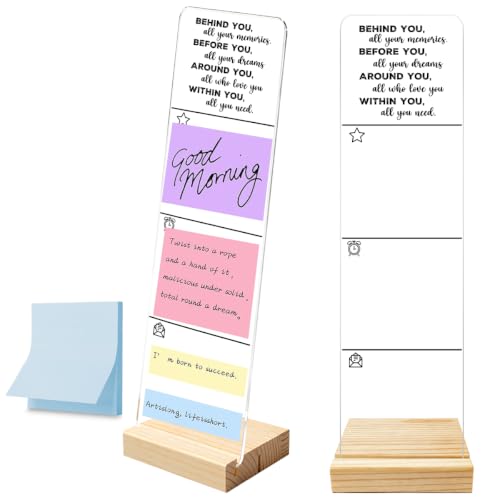 Monitor Memo Board with Removable Wooden Base Acrylic Portable Sticky Note Holder, Within You All You Need Sign Office Desk Desk Set Sticky Notes 100 Sheets - color: Within You