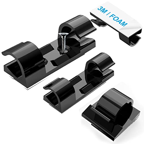 Cable Management Clips Black (Assorted Sizes, 60 PCS), Adhesive Cord Organizer for Wall, Upgraded Wire Holder Electric Wires, LED Light, Dash Cam, HDMI, Power Cable, M&L - color: Black, size: M&L