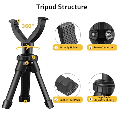 CVLIFE Shooting Rest Tripod - Adjustable Height, 360 Degree Rotation, V Yoke Stand - Portable Rifle Rest for Target Shooting, Hunting and Outdoor Activities - size: 6.3-7.9"