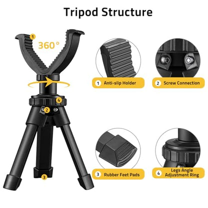 CVLIFE Shooting Rest Tripod - Adjustable Height, 360 Degree Rotation, V Yoke Stand - Portable Rifle Rest for Target Shooting, Hunting and Outdoor Activities - size: 6.3-7.9"