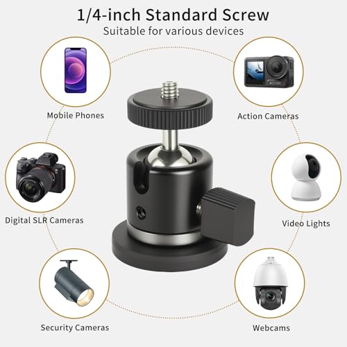 UTEBIT Magnet Camera Mount for Action Camera, with Phone Holder Mount,Black | 43mm Strong Magnetic Base Mount with 360° Rotation Ball Head, Compatible with Gopro Hero, DJI Osmo Action Osmo Nano, Insta360 - size: 43MM