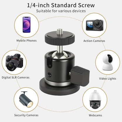 UTEBIT Magnet Camera Mount for Action Camera, with Phone Holder Mount,Black | 43mm Strong Magnetic Base Mount with 360° Rotation Ball Head, Compatible with Gopro Hero, DJI Osmo Action Osmo Nano, Insta360 - size: 43MM